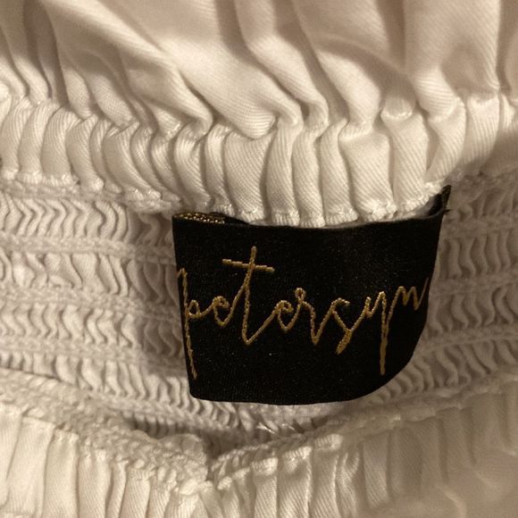 Womens XS Petersyn White Off The Shoulder Longsleeve Crop Top - Picture 4 of 9